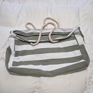NWOT Striped Green and White Tote Bag